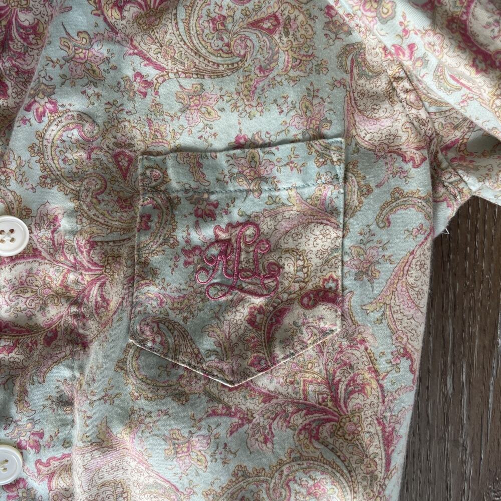 Lauren Ralph Lauren Women S Pajama Set Paisley Print Button Up Top Pants Flannel - Picture 4 of 16